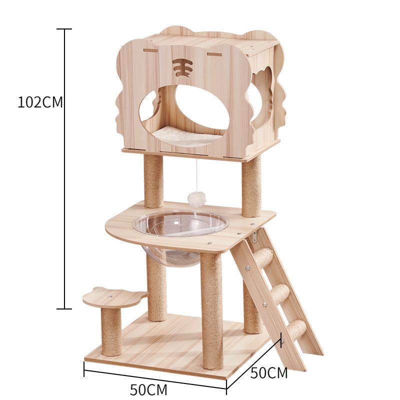 Space Capsule Cat Crawl Nest With Scratching Board - Wooden Pet Toy And Supplies-13