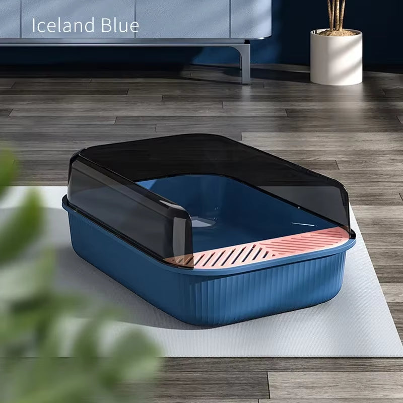 Large Capacity Cat Litter Box Semi-Closed Plastic Sand Box for Cats Pet Toilet anti Splash Cat Tray Bedpan Pet Supplies