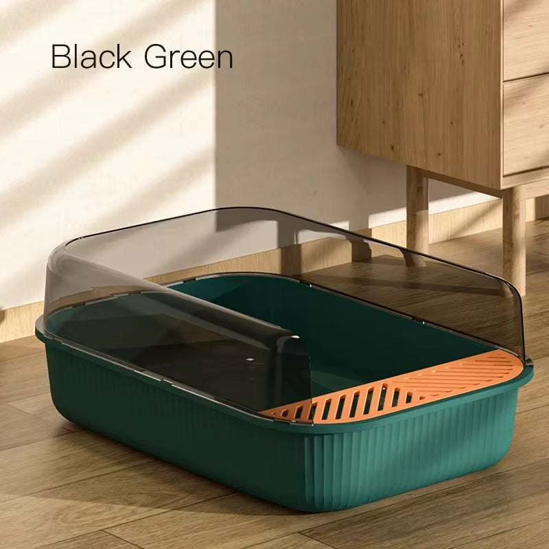 Large Capacity Cat Litter Box Semi-Closed Plastic Sand Box for Cats Pet Toilet anti Splash Cat Tray Bedpan Pet Supplies