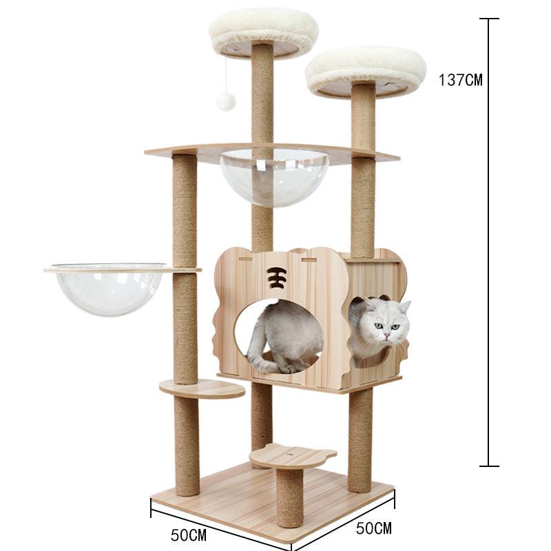 Space Capsule Cat Crawl Nest With Scratching Board - Wooden Pet Toy And Supplies-24
