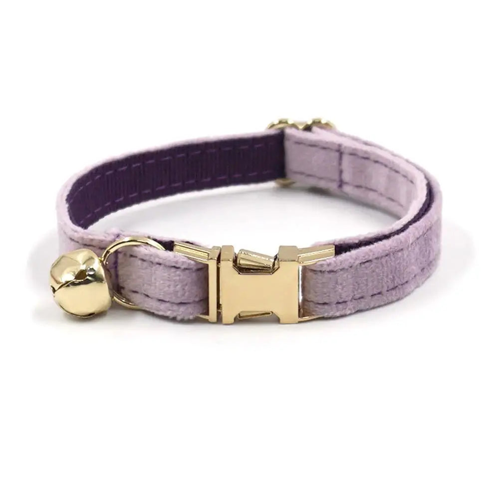 Custom Velvet Cat Collar with Small Bell