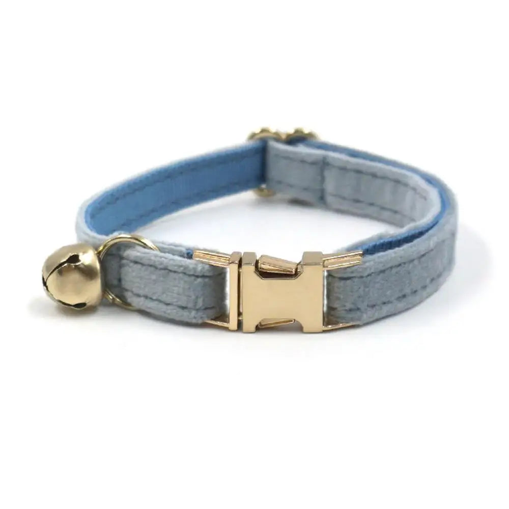 Custom Velvet Cat Collar with Small Bell