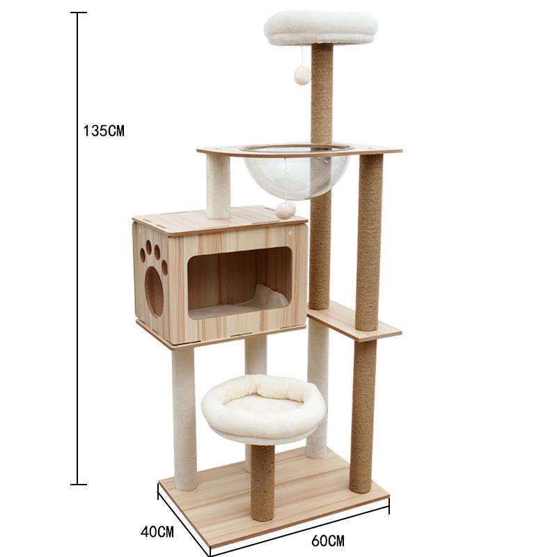 Space Capsule Cat Crawl Nest With Scratching Board - Wooden Pet Toy And Supplies-23