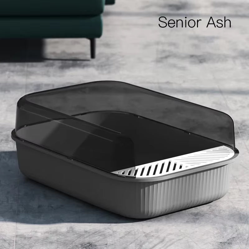 Large Capacity Cat Litter Box Semi-Closed Plastic Sand Box for Cats Pet Toilet anti Splash Cat Tray Bedpan Pet Supplies